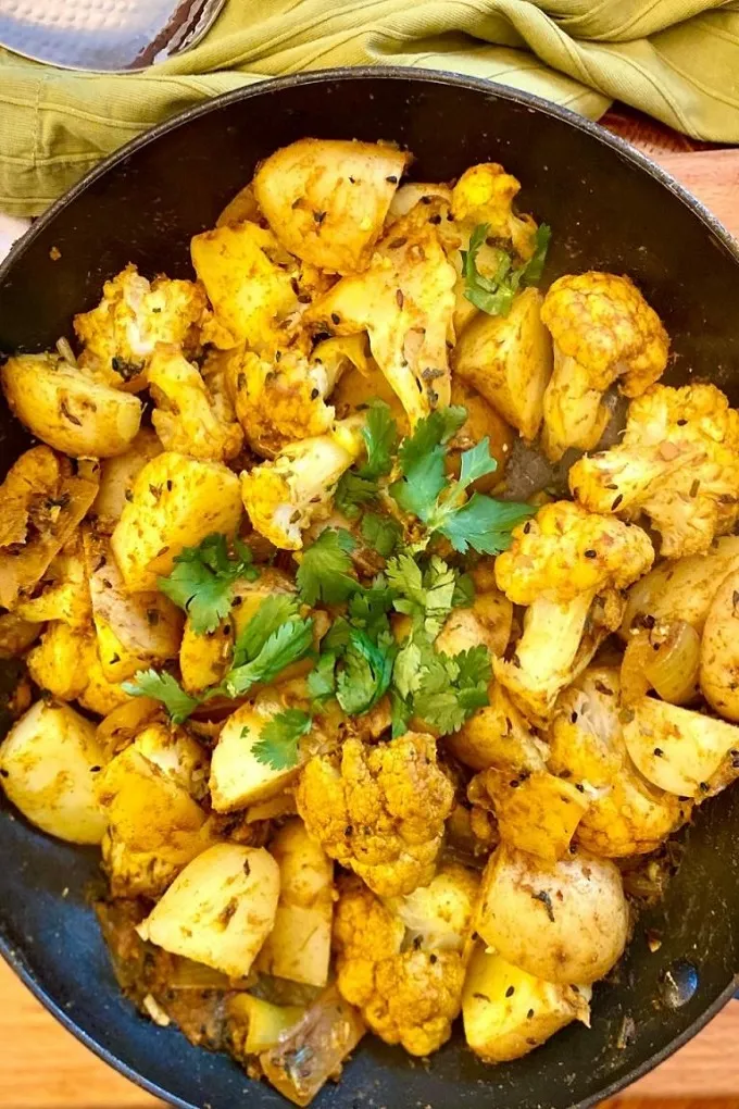 Aloo gobi with fresh herbs