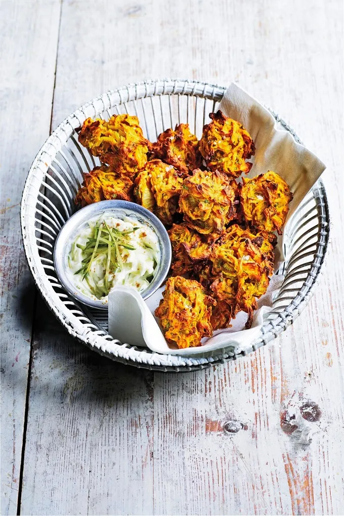 Golden onion bhajis